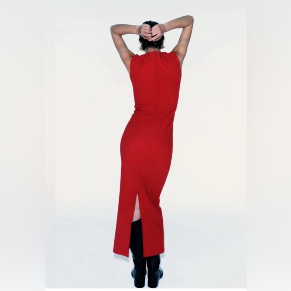 NWT Zara Red Midi Dress - Picture 3 of 11
